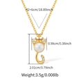 Golden cat pendant necklace with pearl and zircon inlay for women daily wear - Cat Pearl Style (KN0423) / 18K Gold