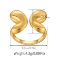 Goldener geometrischer Ring mit polierten Flügeln und Maßen im minimalistischen Design - Irregulärer Stromlinien Stil (KR0109)
