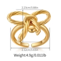 Detailansicht mit Maßen und Gewicht eines goldfarbenen asymmetrischen Schleifenrings - Gedrehte Seilschleife Stil (KR0110)