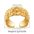 Detaillierte Größenangaben für Gänseblümchen-Goldring mit Maßangaben im Bild - 3D Gänseblümchen Design Stil (KR0124)