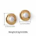 Detailed view of vintage gold molten metal studs with large pearls and size markings - 18K Gold / Lava Texture Style (KE1622)