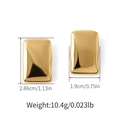 Detail view of 18K gold plated square earrings with dimensions and weight specs - Wavy Rectangular (KE1620)