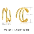 Détail de manchette d'oreille triple dorée avec dimensions et poids du produit - Style Superposé Lisse à Trois Couches (KEAM0171)