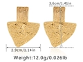 Detailed view of gold triangular earrings with hammered texture and dimension specifications - Geometric Hammered Triangle Vintage Style (KE1014) / 18K Gold
