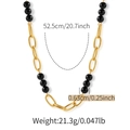 Collier bohème à maillons dorés et perles noires, longueur 52,5 cm et perles 0,63 cm - Style Perle Noire (KN0518-4)
