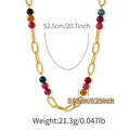 Collier bohème avec des perles turquoise colorées et des maillons ovales dorés en métal chic - Style de Perles Mélangées Multicolores (KN0518-5)