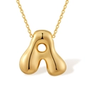 Classic gold plated letter A bubble pendant necklace with polished mirror finish for women - Letter A Style (KN0464-A)