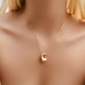 Classic gold-plated necklace featuring a 3D polished letter C pendant on a dainty chain - Letter C Style (KN0464-C)