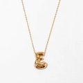 Classic 18k gold plated bubble letter E pendant necklace with a minimalist O-chain - Letter E Style (KN0464-E)
