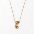 Classic golden 3D bubble letter F pendant necklace with high-shine polished finish - Letter F Style (KN0464-F)