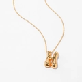Polished gold plated letter H pendant necklace with rounded 3D balloon design and cable chain - Letter H Style (KN0464-H)