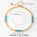 Cavigliera a doppio strato placcata oro 18K con perline blu per vacanze al mare - Perline Blu Cuore Cavo (KA0284)