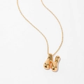 Polished gold initial H pendant necklace with 3D balloon style and fine chain - Letter N Style (KN0464-N)