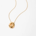 Polished golden donut-shaped pendant necklace with a fine cross chain on white background - Letter O Style (KN0464-O)