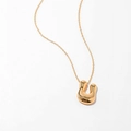 Classic 18k gold plated necklace featuring an abstract curved letter U shaped pendant - Letter U Style (KN0464-U)