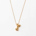 Polished gold plated necklace with fluid organic pendant on a fine link chain - Letter Y Style (KN0464-Y)