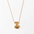 Golden 3D balloon initial letter Z pendant necklace with a polished mirror finish - Letter Z Style (KN0464-Z)