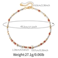 Detailed view of handmade beaded necklace with turquoise cylinders and gold lobster clasp - White Agate Red Beads Spliced Necklace (KN0587)