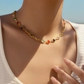 Kleurrijke sterren hanger ketting met gouden ketting en diverse edelstenen - Kleurrijke Ster Bezel (KN0575-2)