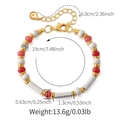 Detail shot of beaded bracelet with marble stone beads and size measurements in cm - White Agate Red Beads Spliced Bracelet (KB0784)