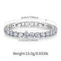 Detailed size specifications of the sparkling silver tennis bracelet with cubic zirconia - Silver Princess Cut Style (KB0775)