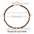 Vue détaillée du collier en pierre d'oeil de tigre fait main avec dimensions et fermoir - Collier en Perles d'Oeil de Tigre (KN0588)