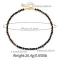 Collier fait main en onyx noir avec accents dorés montrant la longueur 43,2 cm - Collier en Perles d'Agate Noire (KN0589)