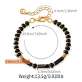 Bracelet fait main en onyx noir avec perles en métal doré et fermoir mousqueton - Bracelet en Perles d'Agate Noire (KB0786)