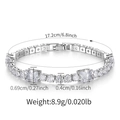 Detail view of silver tennis bracelet showing dimensions, cubic zirconia gems and 17.2cm length - White Square and Round Alternate Style (KB0778-1)