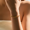 Elegante bracciale a catena spessa placcato oro 18K con grande maglia ovale stile estate - Stile Vintage Catena a Maglie Spesse (KB0745)