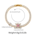 Detail showing dimensions of gold tennis bracelet with pink zircon snowflake charm - Pink Square Zirconia Snowflake Style (KB0764)