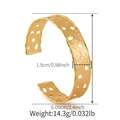 Details einer 18K vergoldeten breiten Manschette mit Hammerschlag und 1,5 cm Breite - Mittlerer Hohler Gehämmerter Stil (KB0738-2)