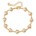 Detailed view of 18K gold plated heart bracelet with lobster clasp and S925 tag - Mother of Pearl Heart Bracelet (KB0799-2)