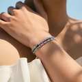 Detail of Bohemian 18K silver bracelet featuring colorful baguette-cut zircon stones - Colorful Rainbow Row Style (KB0776-2)