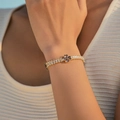 Elegant 18K gold plated tennis bracelet with clover pendant and purple heart stones - Purple Heart Clover Style (KB0779)