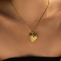 Classic heart necklace with vibrant color stripes and a golden snake chain detail - Bohemian Color Stripe Style