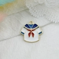 Detail view of a sailor school uniform alloy charm with enamel finish for DIY jewelry - Blue Robe Charm