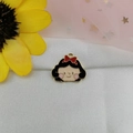 Detailed view of a cute cartoon girl enamel alloy pendant for DIY jewelry making - Bowknot Princess Head