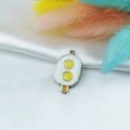 Miniature popsicle alloy charm with double yolk design on elegant white satin - Double Yolk Ice Cream