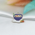 Detailed view of alloy purple bowl cereal pendant for DIY necklace and keychains - Big Bowl Ramen