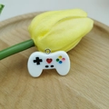 DIY resin game controller charm in white with colorful buttons for jewelry making - White