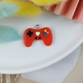 DIY red resin video game controller pendant with silver ring for jewelry making - Red