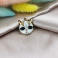 Pendentif tête de chat en alliage doré avec impression de chat blanc et orange réaliste - Chat Orange et Blanc (2)