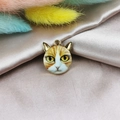 Pendentif tête de chat orange en alliage avec cadre doré pour bijoux faits main - Chat Tabby Orange (3)