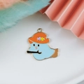 Blue ghost enamel charm with orange hat and star details for DIY jewelry making - Light Blue