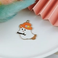 Cartoon ghost alloy charm with orange hat and purple star for DIY jewelry crafts - White