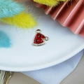 Christmas hat charm pendant in red enamel with white rhinestones for DIY jewelry - Rhinestone Red Green Dot Christmas Hat Pendant (2)
