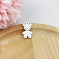 DIY bear pendant in matte white finish with stitch texture for jewelry making - White Bear