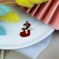 Christmas stocking charm pendant in red and green enamel with golden alloy finish - Holly Red Christmas Stocking Pendant (3)