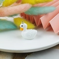 DIY white resin duck pendant with silver metal ring for jewelry making and keychains - White Duck